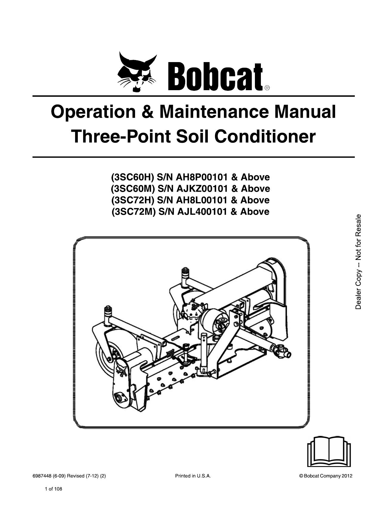 Three-Point Soil Conditioner Attachment Operation & Maintenance Manual Bobcat
